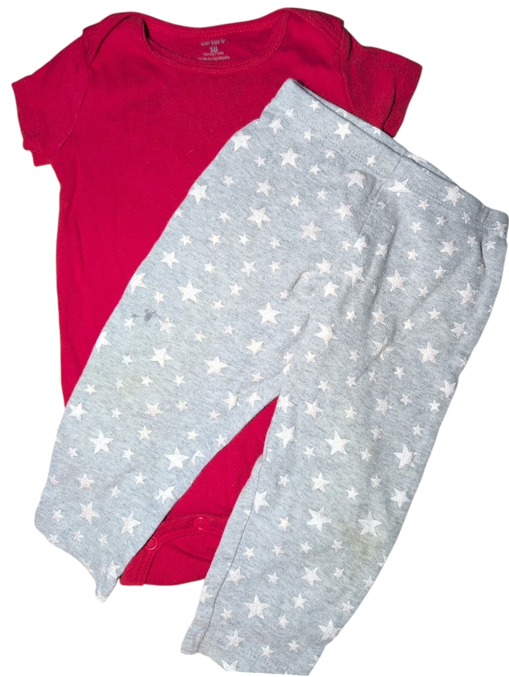 🍁2/$7🍁 CARTER'S Red Grey White Stars Outfit